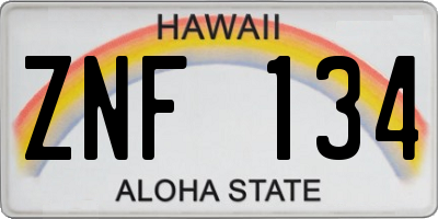 HI license plate ZNF134