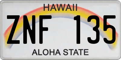 HI license plate ZNF135