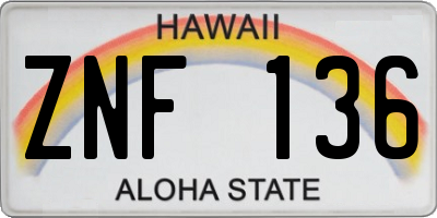 HI license plate ZNF136