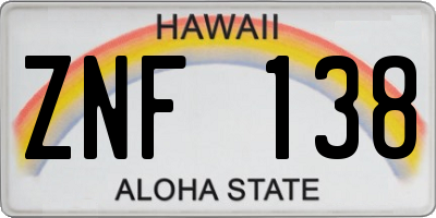 HI license plate ZNF138