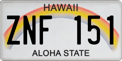 HI license plate ZNF151