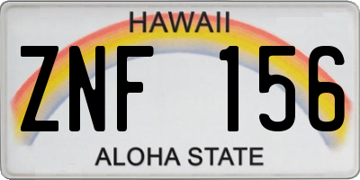 HI license plate ZNF156