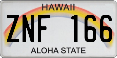 HI license plate ZNF166