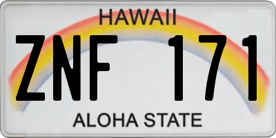 HI license plate ZNF171