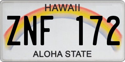 HI license plate ZNF172