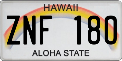 HI license plate ZNF180