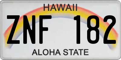 HI license plate ZNF182