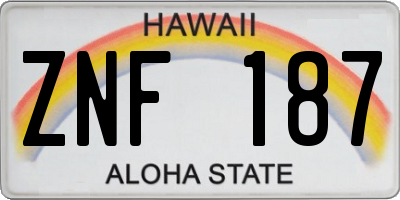 HI license plate ZNF187