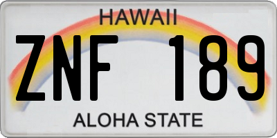 HI license plate ZNF189