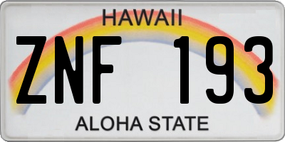HI license plate ZNF193