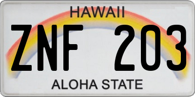 HI license plate ZNF203