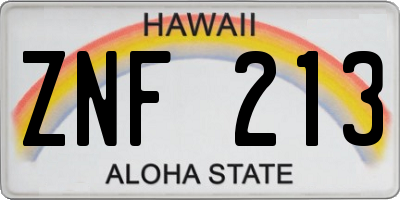 HI license plate ZNF213