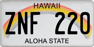 HI license plate ZNF220