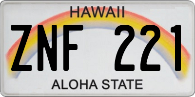 HI license plate ZNF221