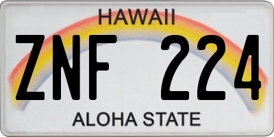 HI license plate ZNF224