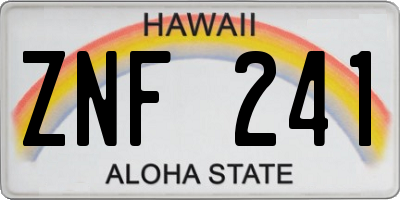 HI license plate ZNF241