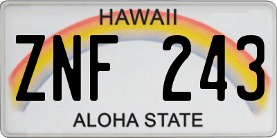 HI license plate ZNF243