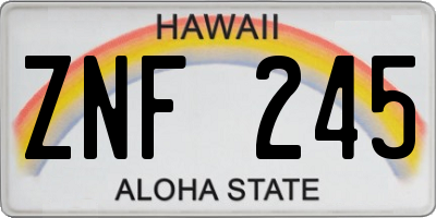 HI license plate ZNF245