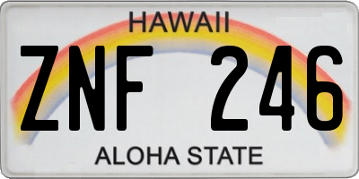 HI license plate ZNF246