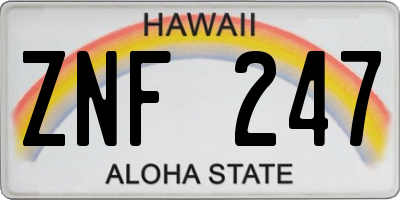 HI license plate ZNF247