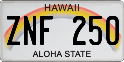 HI license plate ZNF250