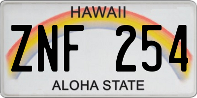 HI license plate ZNF254