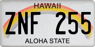 HI license plate ZNF255