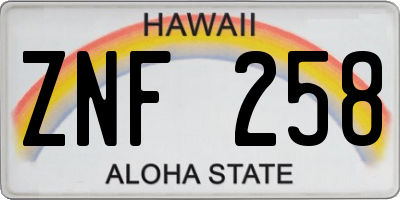 HI license plate ZNF258