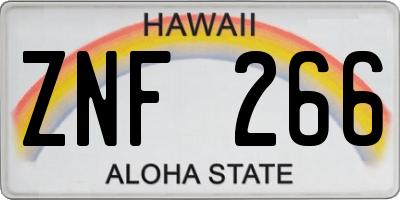 HI license plate ZNF266