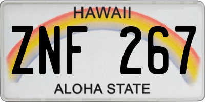 HI license plate ZNF267