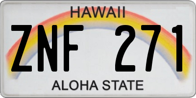 HI license plate ZNF271