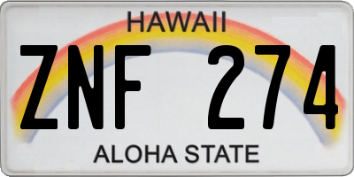 HI license plate ZNF274