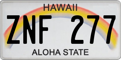 HI license plate ZNF277