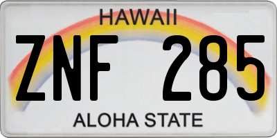 HI license plate ZNF285