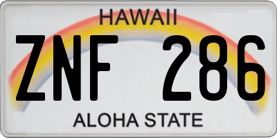 HI license plate ZNF286