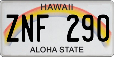 HI license plate ZNF290