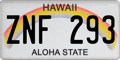 HI license plate ZNF293