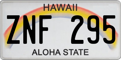 HI license plate ZNF295