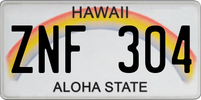 HI license plate ZNF304