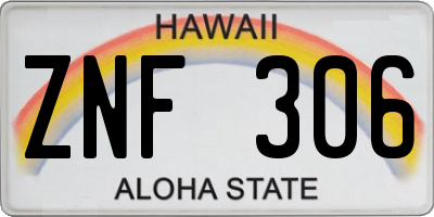 HI license plate ZNF306