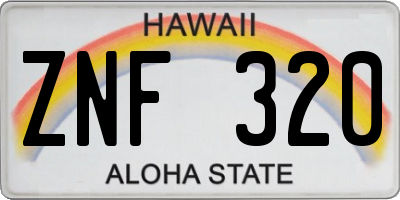 HI license plate ZNF320