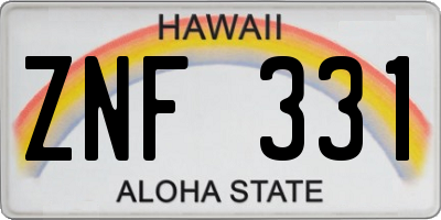 HI license plate ZNF331