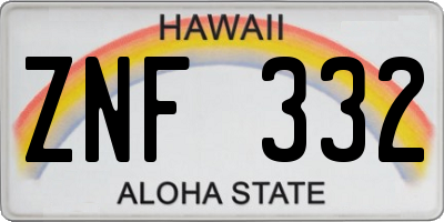 HI license plate ZNF332