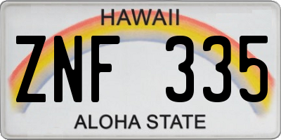 HI license plate ZNF335