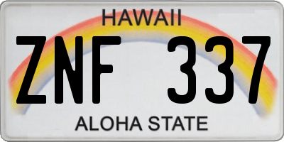 HI license plate ZNF337