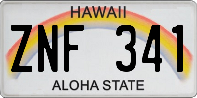 HI license plate ZNF341