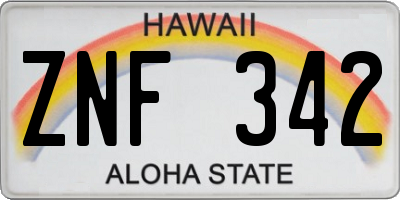 HI license plate ZNF342