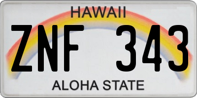 HI license plate ZNF343