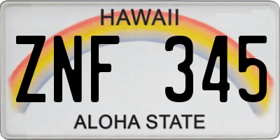 HI license plate ZNF345