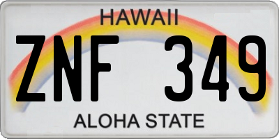 HI license plate ZNF349